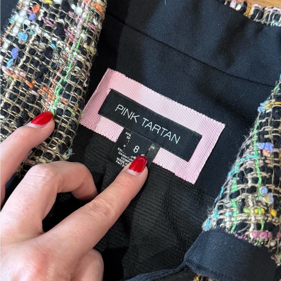 Pink Tartan Tweed Blazer - Multicolour/Black - Size 8 - EUC - Picture 4 of 8